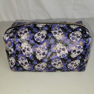 Sugar Skull Floral Cosmetic Bag Pouch Makeup‎ Organizer Zipper